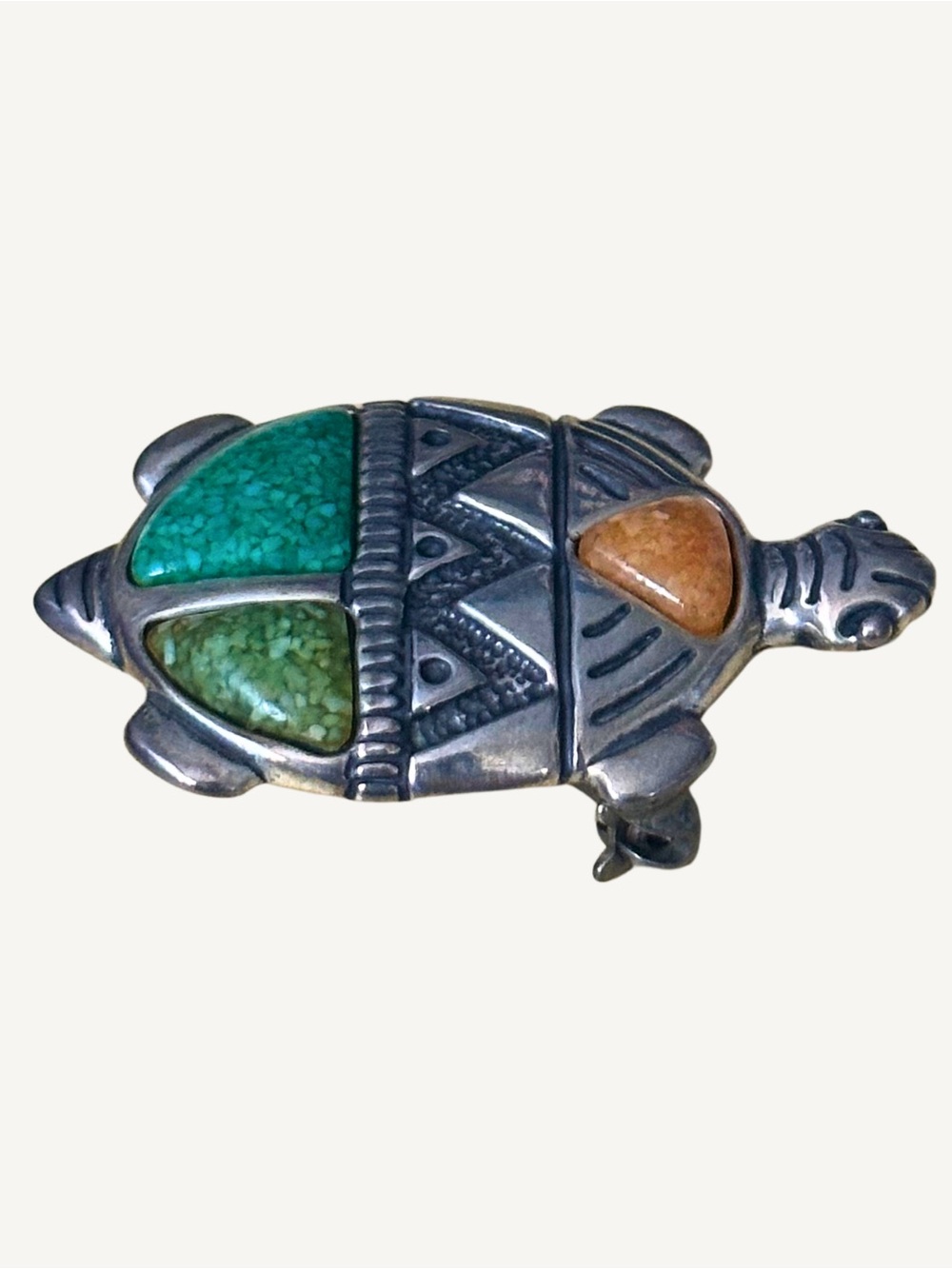 Carolyn Pollack Sterling Silver Turtle Pendant / Brooch Turquoise 925 - Picture 6 of 8